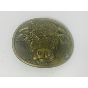 Malcolm Hereford Cows Cocktails Brass 3D Bull Head Belt Buckle 1975 Vintage